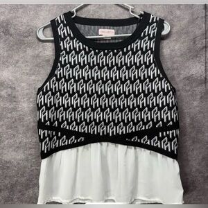 Paris Hilton Black and White Patterned Blouse